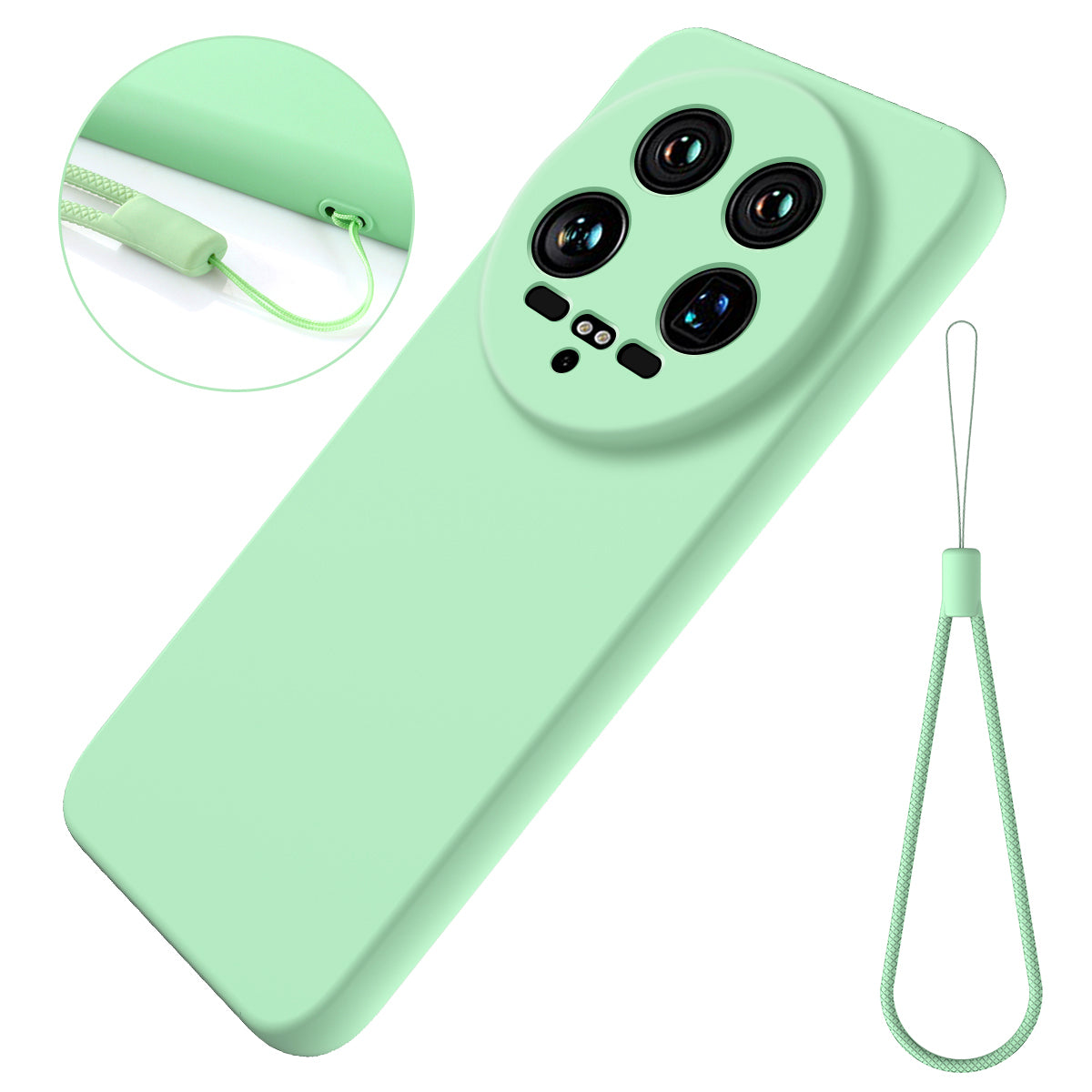 For Xiaomi 14 Ultra Phone Case Liquid Silicone Protective Cover with Hand Strap For Xiaomi 14 Ultra Phone Case Liquid Silicone Protective Cover with Hand Strap